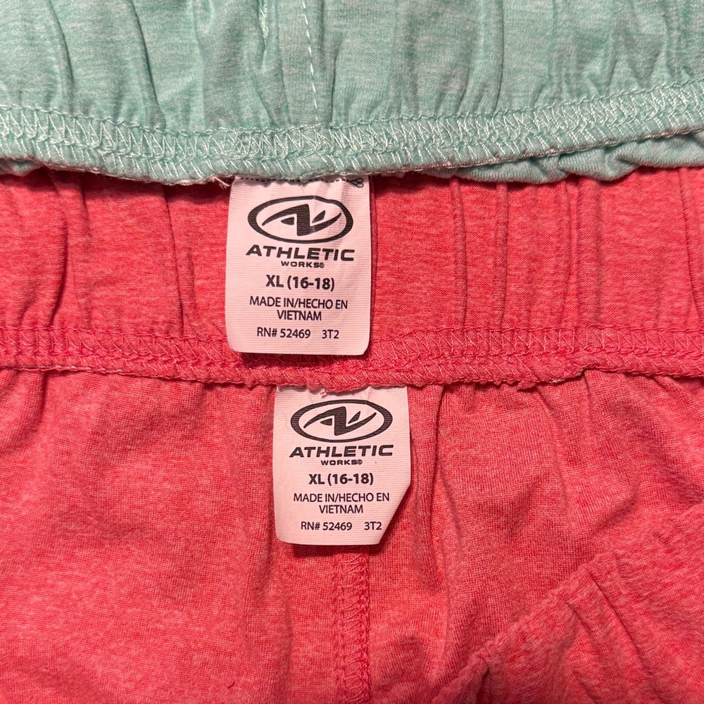 Athletic Works Coral & Mint athletic stretch Shorts - Picture 2 of 5